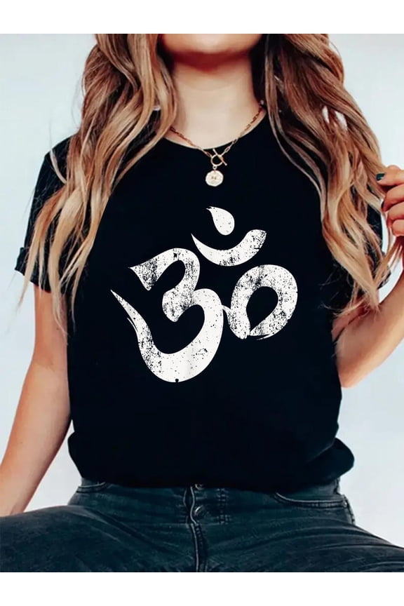100% Cotton Hindu Om Shirt Hinduism Tee Shirt Om Yoga T Shirt T-Shirt Women's Men's Graphic Tee Casual Tops