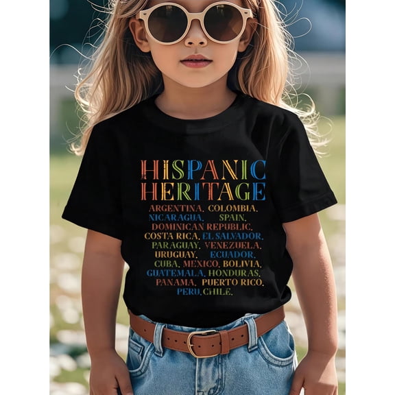 100% Cotton Hispanic Heritage Month Countries Latino Pride Kid T-Shirt Graphic T-shirts girls