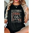 thumbnail image 1 of 100% Cotton Historic U.S.A. Route 66 Highway Vintage America Road Sign T-Shirt, 1 of 4
