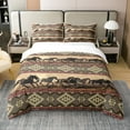 thumbnail image 1 of 100% Cotton Horse Bedding Set Aztec Stripes Comforter Cover Queen African Tribal Farm Animals Duvet Cover Ethnic Tribe Arrow Southwest Bedspread Cover Exotic Style Room Decor, Brown, 1 of 6