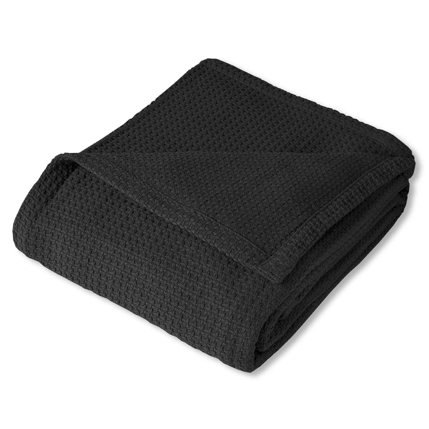 Black Full Size Cotton Woven Blanket with Houndstooth Pattern