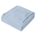 thumbnail image 1 of 100% Cotton Houndstooth Stitch Pattern Woven Grand Hotel Blanket King Pearl Blue, 1 of 2