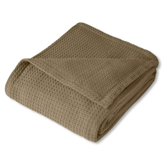 100% Cotton Houndstooth Stitch Woven Grand Hotel Blanket King Taupe