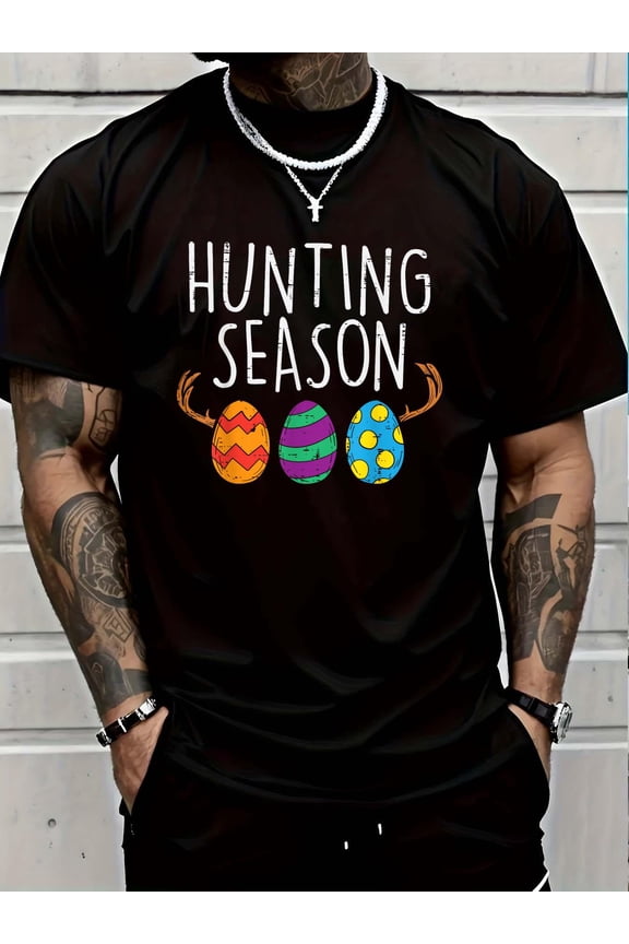 100% Cotton Hunting Season Eggs Deer Funny Easter Day Egg Hunt Hunter T-Shirt Graphic T-shirts for men and women