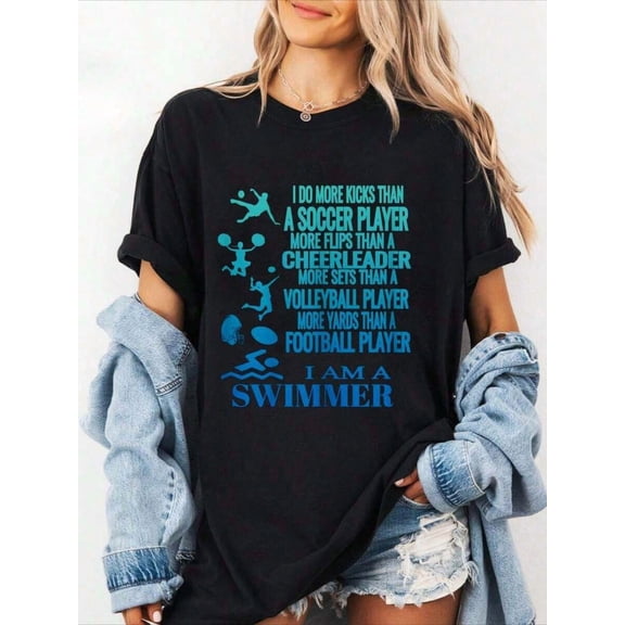 100% Cotton I Am A Swimmer T Shirt Funny Swim Swimming Cool Practice Tee T-Shirt Summer Tees Women