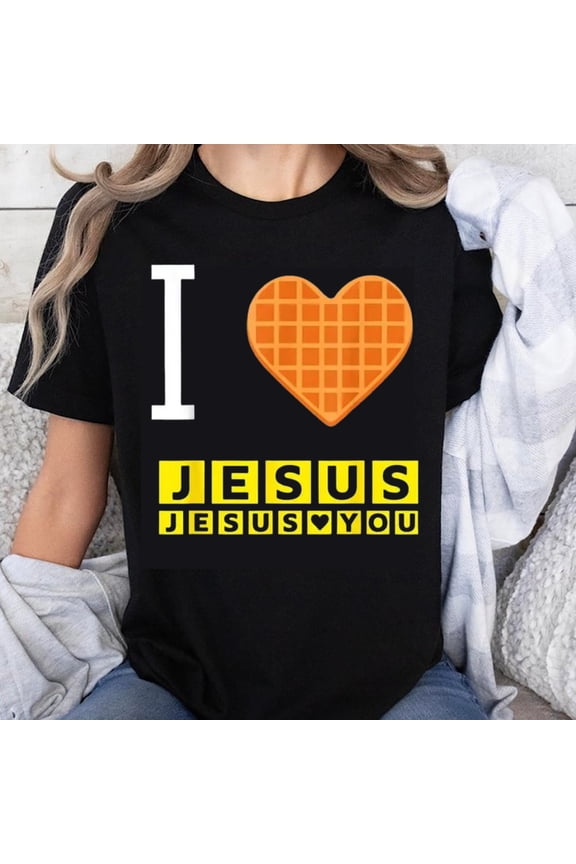 100% Cotton I Heart Jesus Waffle Design Christian Faith T-Shirt Religious Statement Tee Men Women Unisex Apparel