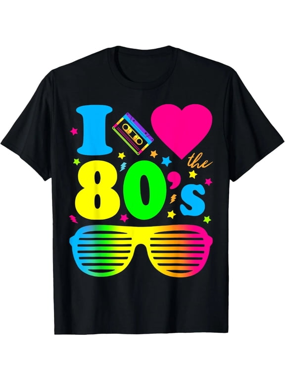 100% Cotton I Love The 80s Graphic T-Shirt, Retro 1980s Party Shirt for Women and Men, Funny Vintage Throwback Tee, 80s Theme Costume Outfit, Casual Short Sleeve Crew Neck Gift Apparel