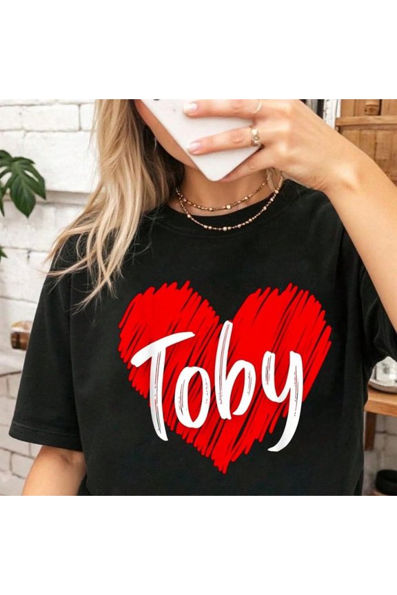 100% Cotton I Love Toby Heart Toby T-S Print T-S1HiR1ASual Crew Neck S1Hort eeve Comfort T1EE Top For Spring & Summer WoM1en's Clot1hing