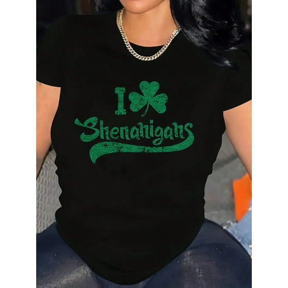 100% Cotton I Shenanigans Clover Graphic T-Shirt - Soft, Round Neck ...