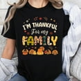 thumbnail image 1 of 100% Cotton I'm Thankful For My Family Thanksgiving Shirt Autumn Fall Festival Pumpkin Turkey Print Tee Women's Casual T-Shirt, 1 of 5