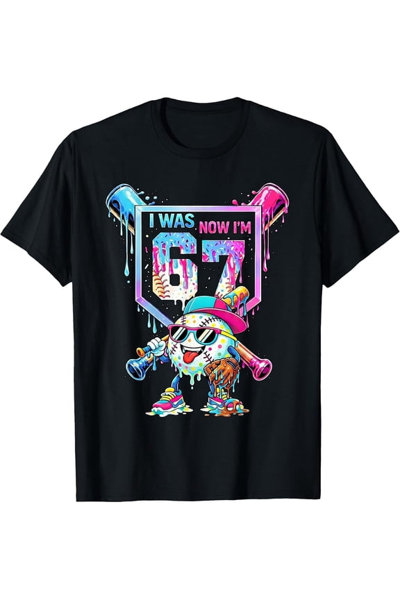 100% Cotton I was 6 Now Im 7 7th Birthday Funny Meme Baseball Drip Boy T-Shirt