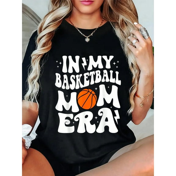 100% Cotton In My Basketball Mom Era Cute Groovy Basketball T-Shirt