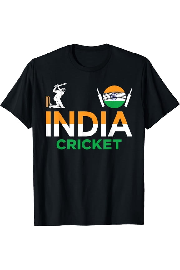 100% Cotton India Cricket Flag Tee For Lovers Of Cricket Game Cricketers T-Shirt men and women can wear, black, white, gifts Golf Gift T-Shirt For Men and Women