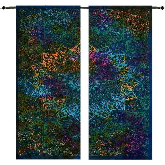 100%Cotton Indian Bohemian Mandala Curtains Door Window Drapes Curtains Tapestry