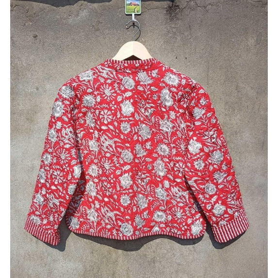 100% Cotton Indian Handmade Quilted Jacket Coats, Unique and Comfortable Warm Layering Piece for Cold Days, Ideal Gift for Her Christmas_XXL