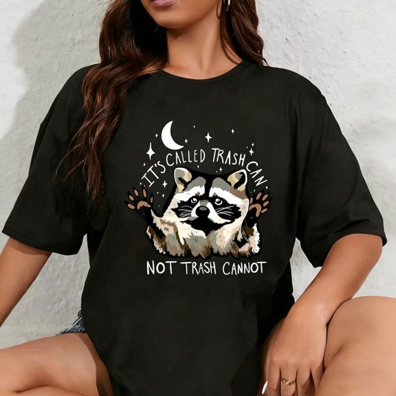 100% Cotton It's Called Trash can not Trash Cannot Funny Racoon T-Shirt