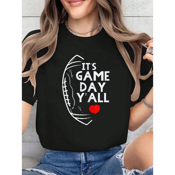 100% Cotton Its Game Day Yall American Football Sports Men Women T-Shirt Graphic Shirt Women