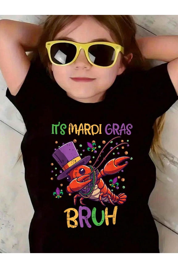 100% Cotton Its Mardi Gras Bruh Crayfish Dab Fat Tuesday Boys Girls Kid T-Shirt Graphic T-shirts for boys and girls