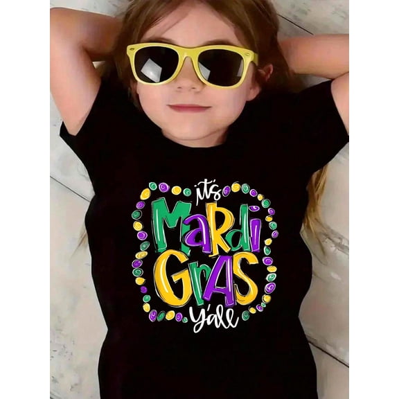 100% Cotton Its Mardi Gras Yall Tshirt Mardi Gras Party Mask Costume Kid T-Shirt Graphic T-shirts for boys and girls