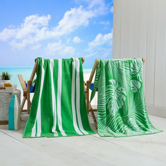 100% Cotton Jacquard 2 Pack 30" x 60" Printed Beach & Pool Towels