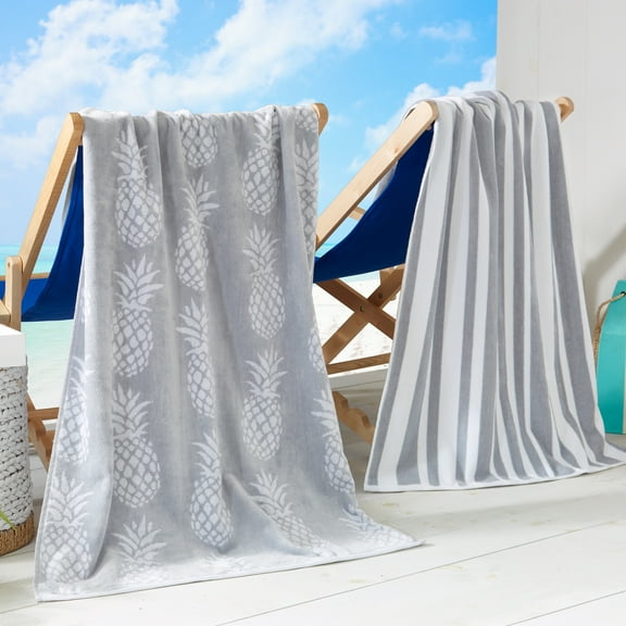 100% Cotton Jacquard 2 Pack 30" x 60" Printed Beach & Pool Towels