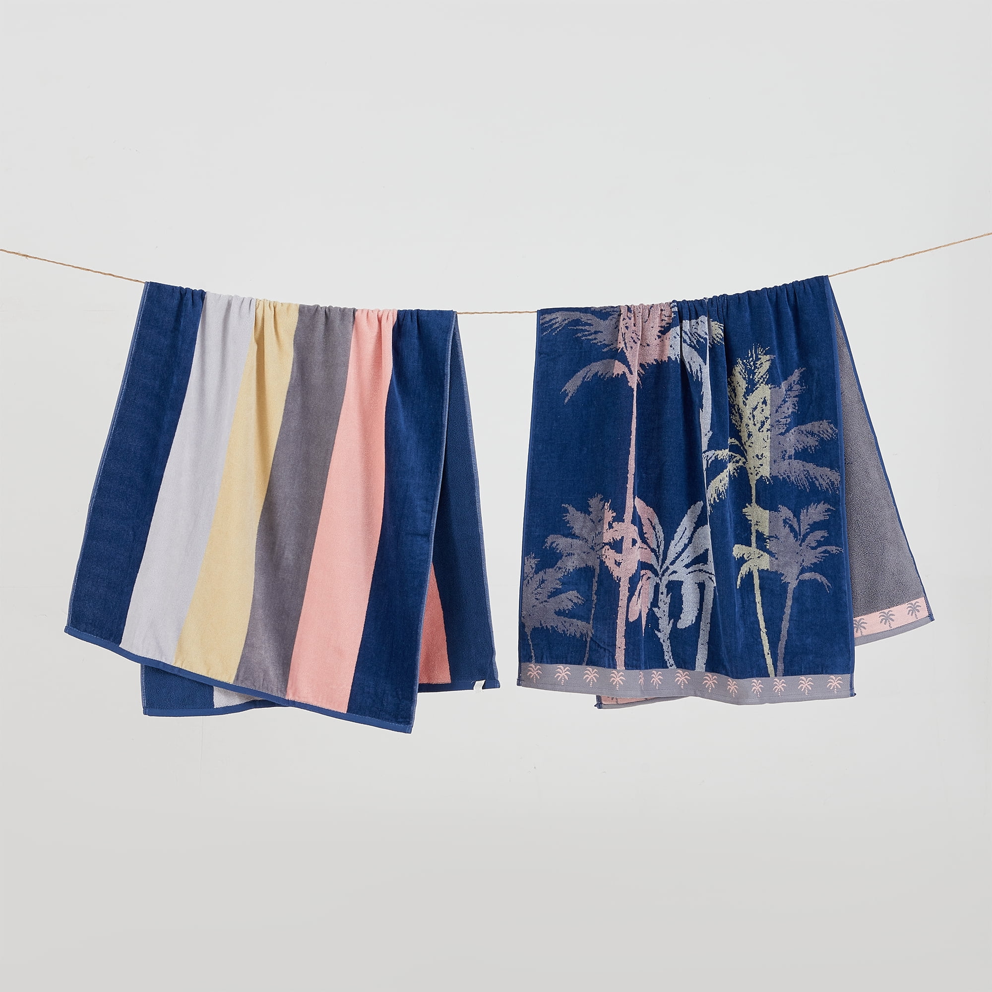 100% Cotton Jacquard 2 Pack 30" x 60" Printed Beach & Pool Towels