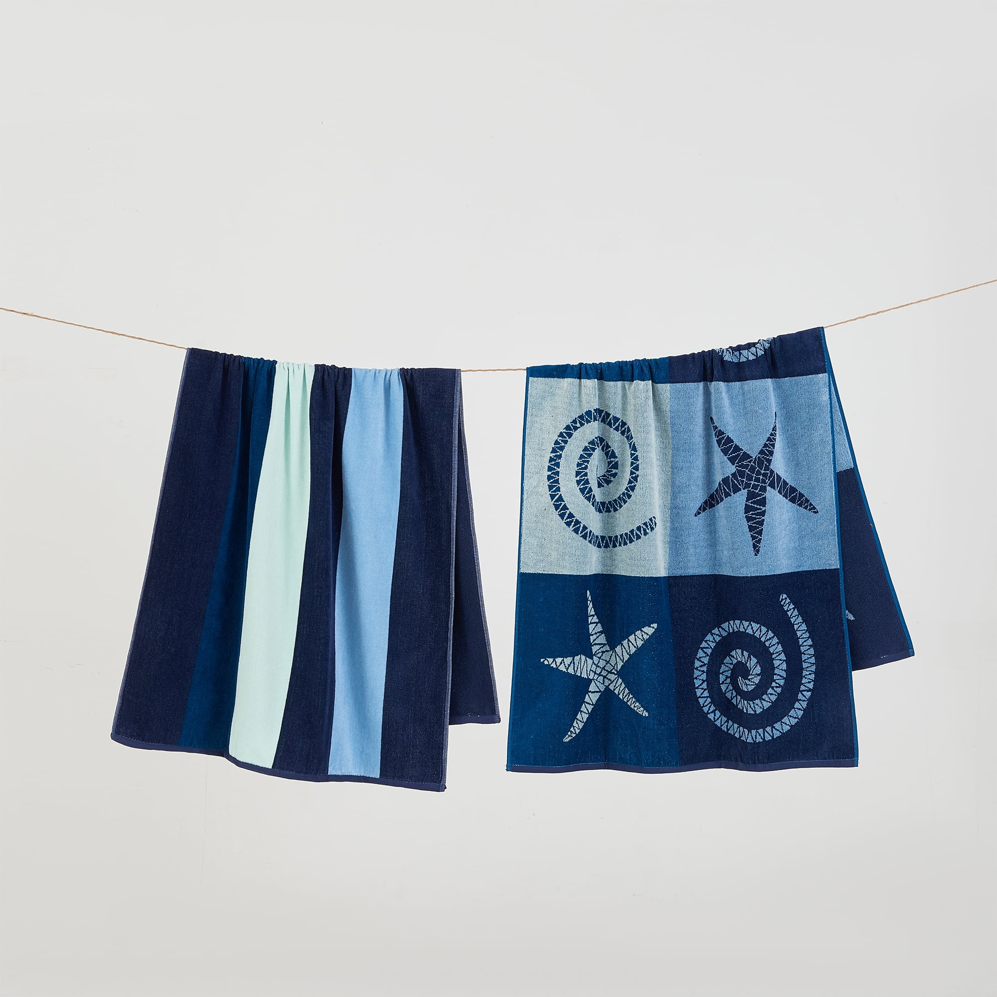 100% Cotton Jacquard 2 Pack 30" x 60" Printed Beach & Pool Towels