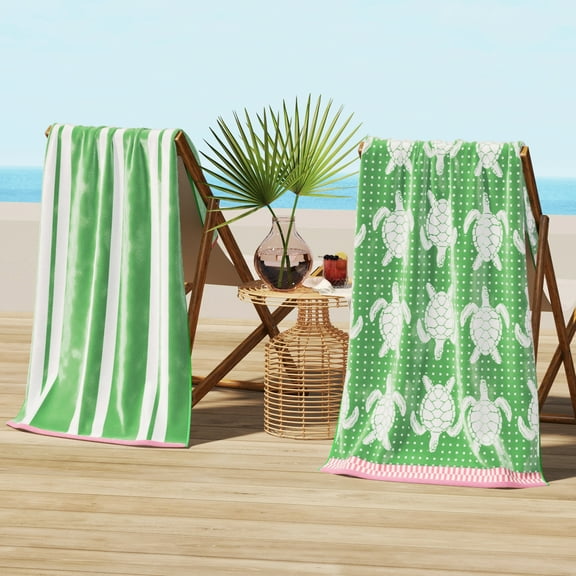100% Cotton Jacquard 2 Pack 30" x 60" Printed Beach & Pool Towels
