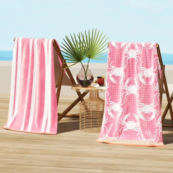 100% Cotton Jacquard 2 Pack 30" x 60" Printed Beach & Pool Towels