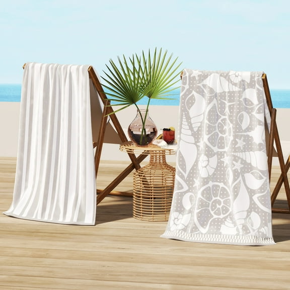 100% Cotton Jacquard 2 Pack 30" x 60" Printed Beach & Pool Towels