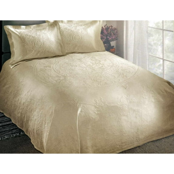 100% Cotton Jacquard Premium Matelasse Bedspread Linen / Full-Extra-Long