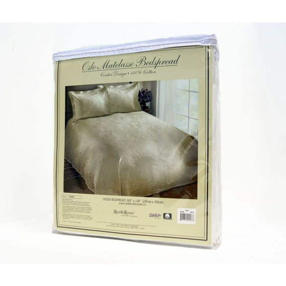 100% Cotton Jacquard Premium Matelasse Bedspread White / Queen