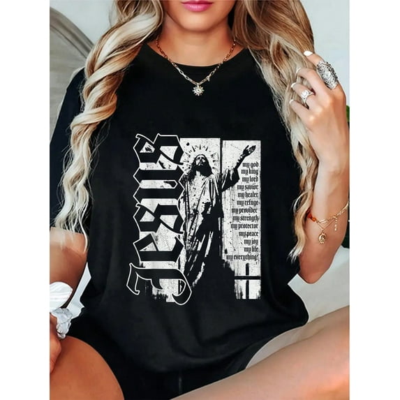 100% Cotton Jesus Christ God King Lord Savior Strength Prayer Christian T-Shirt