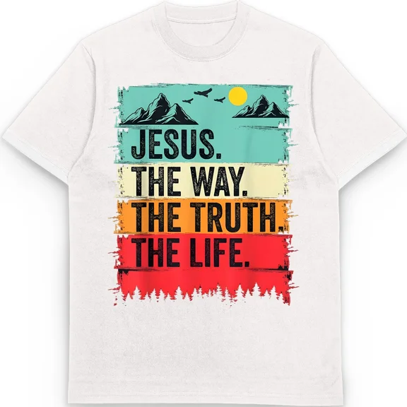 100% Cotton Jesus The Way The Truth The Life T Shirt For Men Vintage For Sale, Vintage T-Shirt - All Sizes S-5Xl, Gategoo