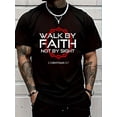 thumbnail image 1 of 100% Cotton Jesus Walk By Faith Christian T-Shirt Round Neck Short Sleeve T-Shirt Women's Men's Graphic Tee Women's Men Graphic Tee, 1 of 5