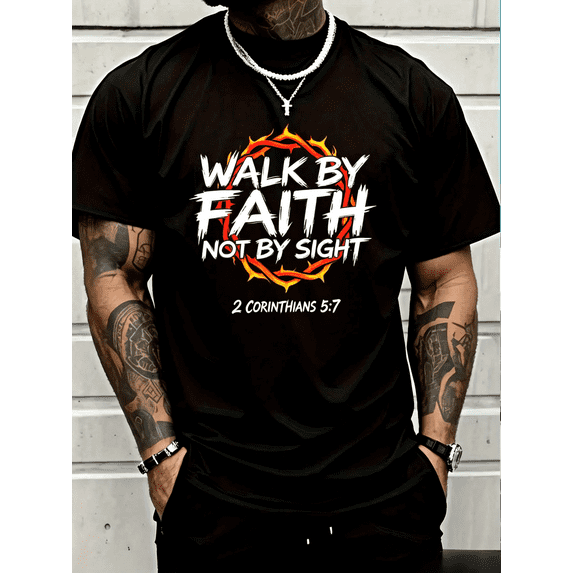100% Cotton Jesus Walk By Faith Christian T-Shirt