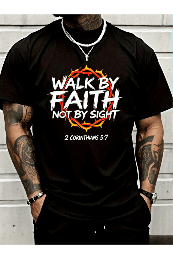 100% Cotton Jesus Walk By Faith Christian T-Shirt