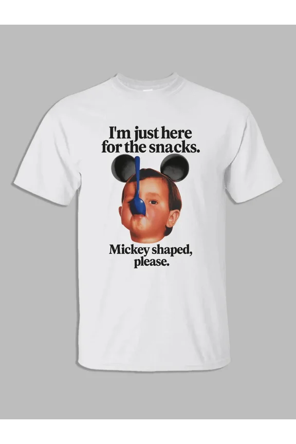 100% Cotton I'm Just Here For The Snacks Knit T-shirt, Fast Past, Funny Magic Kingdom Graphic Tee, Casual Shape Unisex Fitted Shirt Golf Gift T-Shirt For Men and Women
