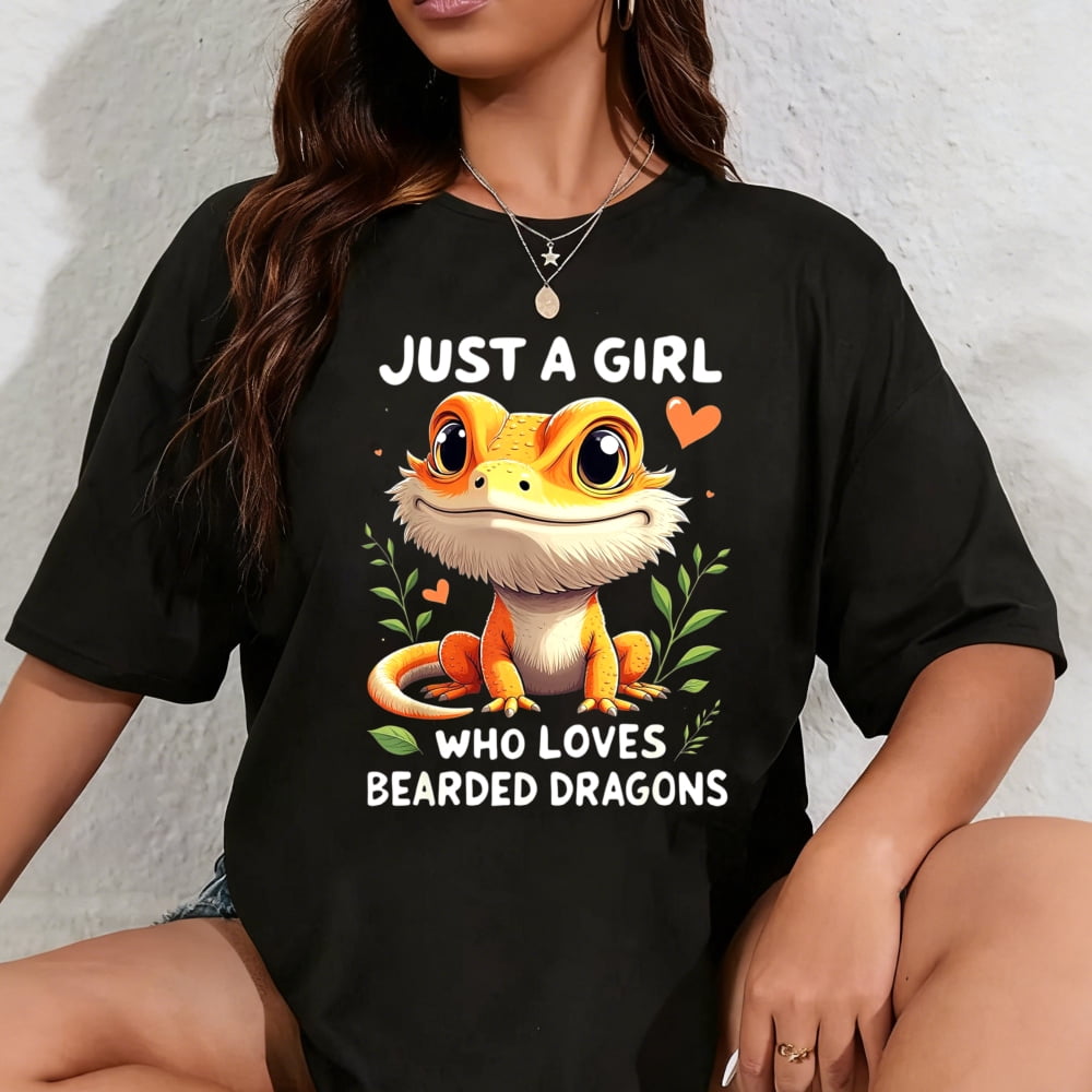 100% Cotton Just a Girl Who Loves Bearded Dragons T-Shirt - Walmart.com