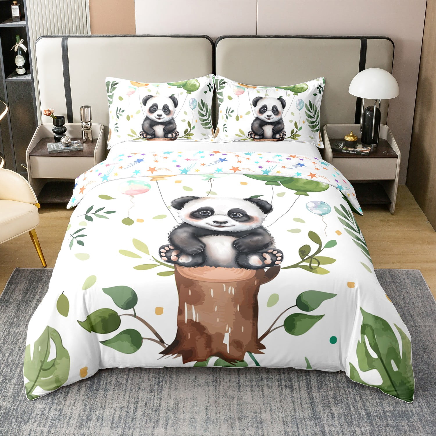 100% Cotton Kawaii Panda Duvet Cover Twin Size, Cute Animals Soft ...