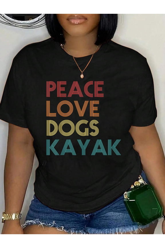 100% Cotton Kayaker Kayaking Apparel Kayak and Dog Lovers Vintage Retro Men Women T-Shirt Women's Graphic Tee Casual Tops