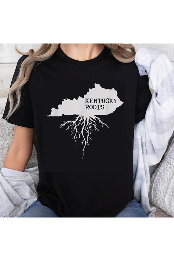 100% Cotton Kentucky Roots State Outline With Roots