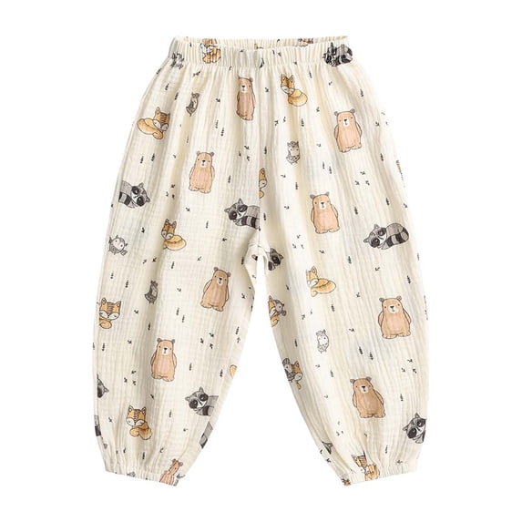 Cotton Kids Girl Pants Loose Fit Kids Harem Pants Elastic Waist Breathable Kids Pants Multicolor Animal Print 6-12M to 5T,Size 2 T