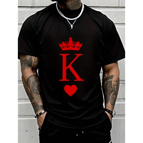 100% Cotton King Of Hearts Funny Halloween King & Matching Couple T-Shirt Street Hip-Hop Style Men's T-Shirt