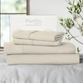 thumbnail image 1 of Purity Home King Bed Sheet Set - 100% Cotton Percale, 400 Thread Count - Cool, Crisp, Breathable & Durable 4-Piece - Ivory, 1 of 9