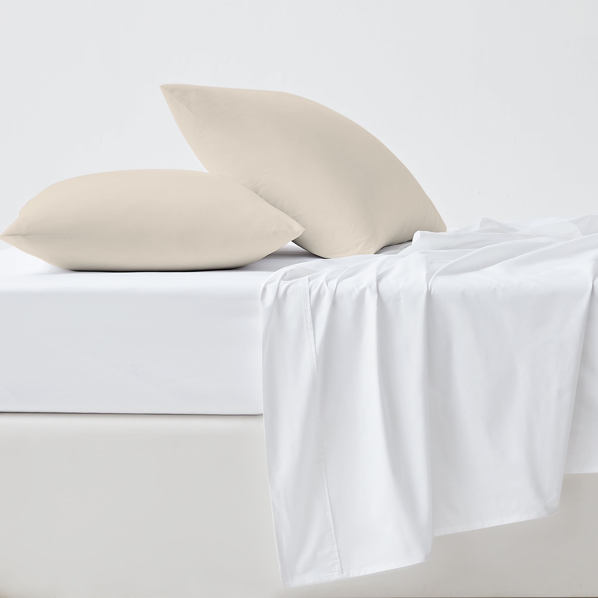 King Ivory Cotton Percale Pillowcase Set