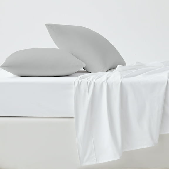 Purity Home 100% Cotton King Light Grey Percale Pillowcases, 400 Thread Count Breathable, Super Soft, Cool & Crisp 2-Piece Set