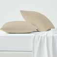 thumbnail image 1 of 100% Cotton King Pillowcase, 300 Thread Count Wrinkle Resistant, Quick Dry, Soft & Smooth 2-Piece Set Beige by Color Sense, 1 of 8