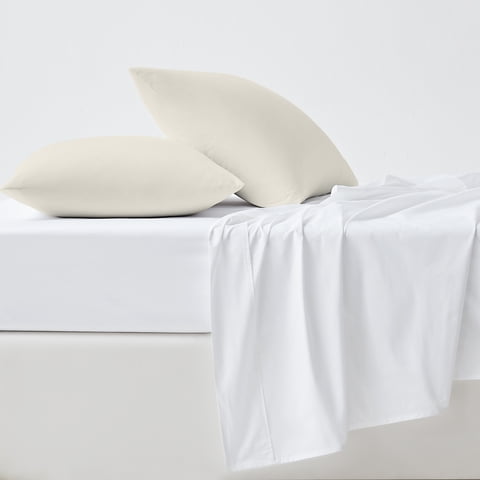 100% Cotton King Pillowcases, 400 Thread Count Sateen Green Wrinkle-Resistant 2- Piece Set Ivory by Purity Home