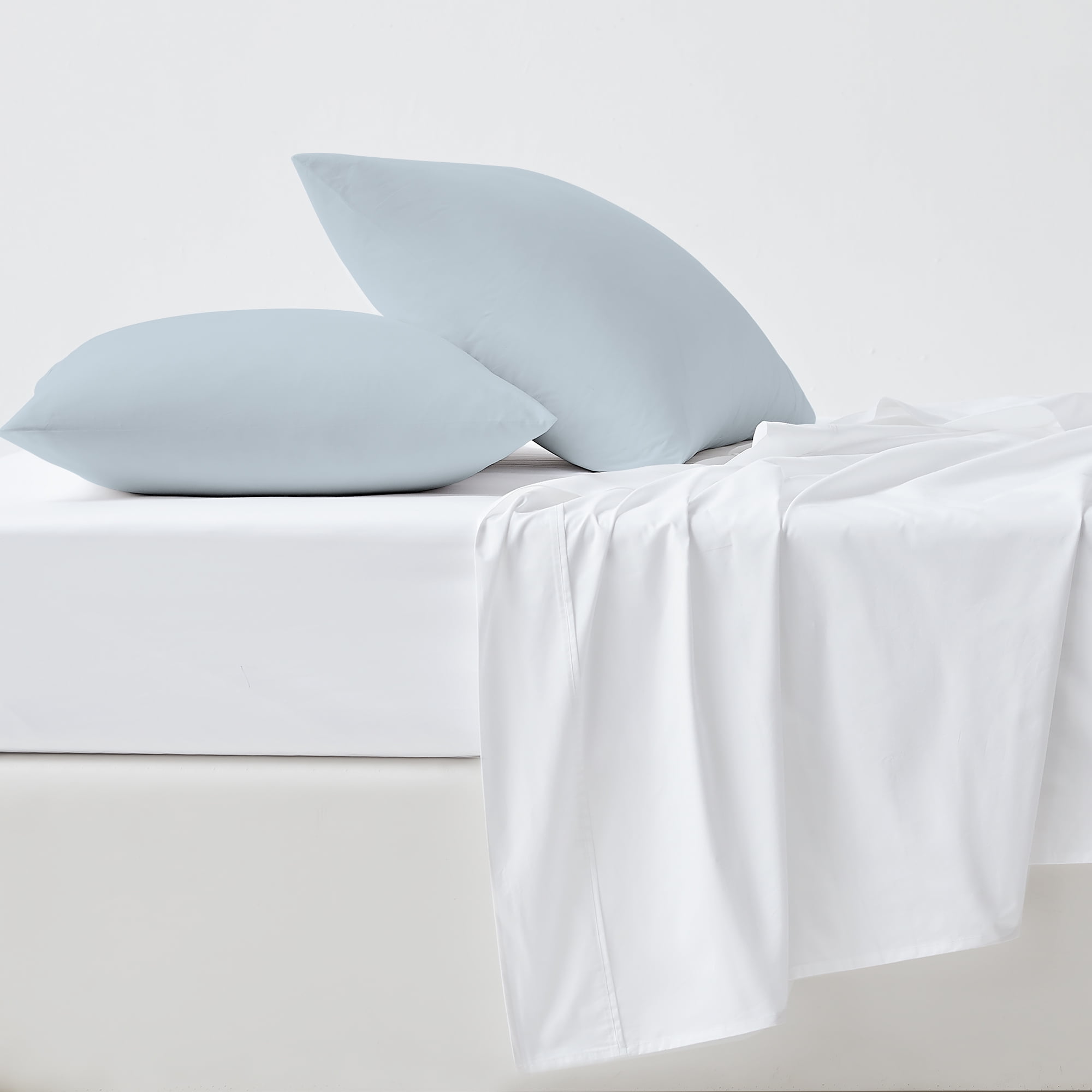 Light Blue King Size Cotton Sateen Pillowcase Set